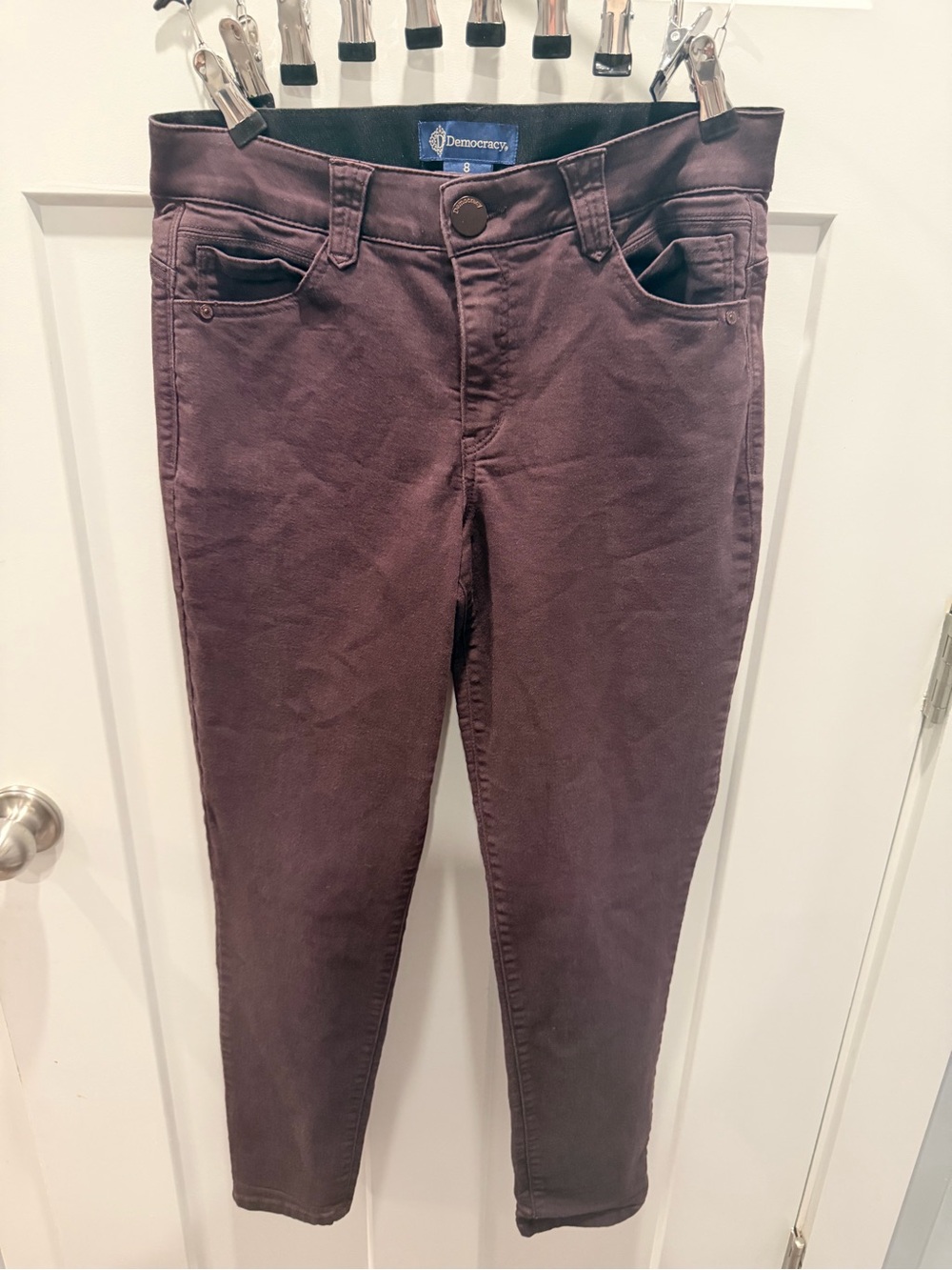Democracy Absolution Plum Purple Stretch Slim Skinny Pants Womens Size 8